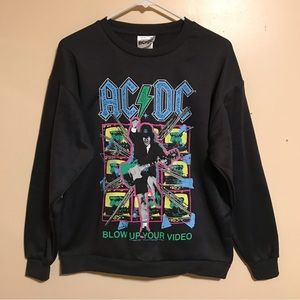 AC/DC Blow Up Your Video Band Music Graphic Long Sleeve Crewneck Sweatshirt New